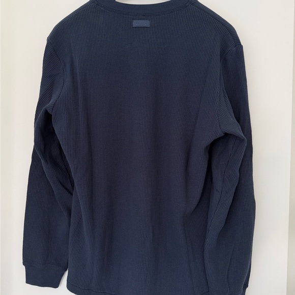 SKIMS Navy Waffle Henley long sleeve Top - Picture 3 of 5